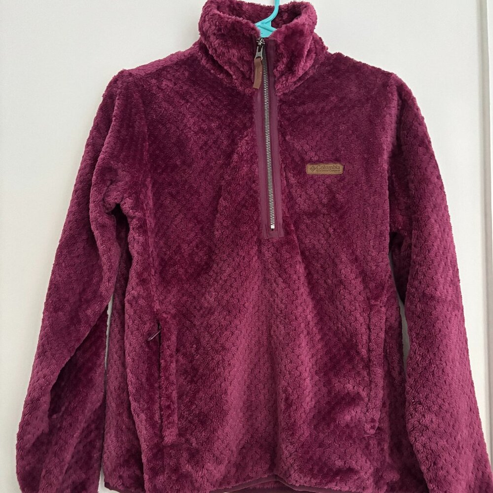 Columbia Women's Fire Side Sherpa 1/4 Zip Fleece Size S Rich Wine